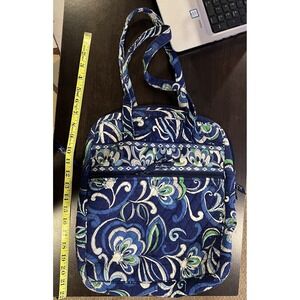 Vera Bradley Mediterranean Blue Tote Shoulder Tech Travel Bag Tall Zippr Retired